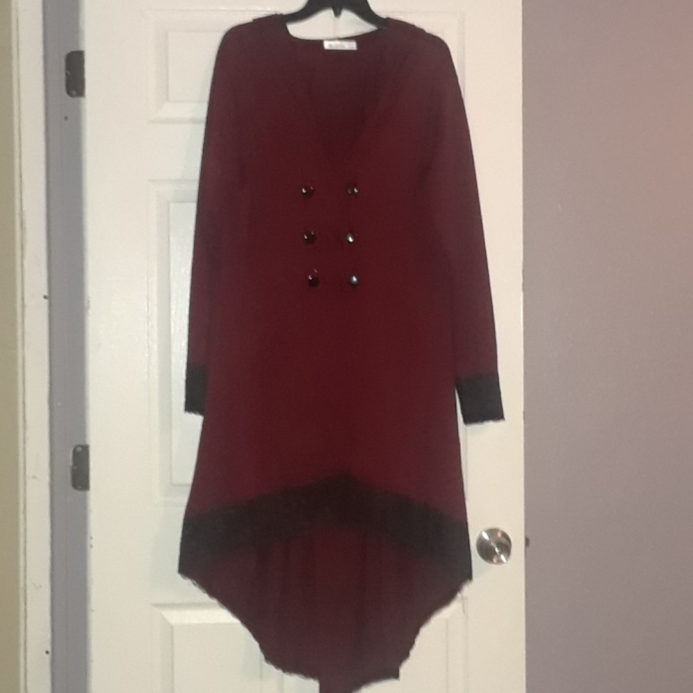 Plus Size High Low hooded Lace Up Coat